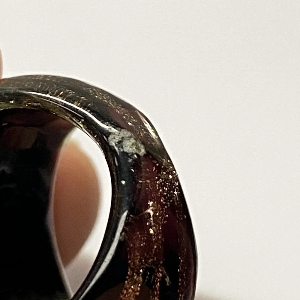 VINTAGE Glass Glitter MCM Dichroic Ring Sz 6 - Picture 2 of 11